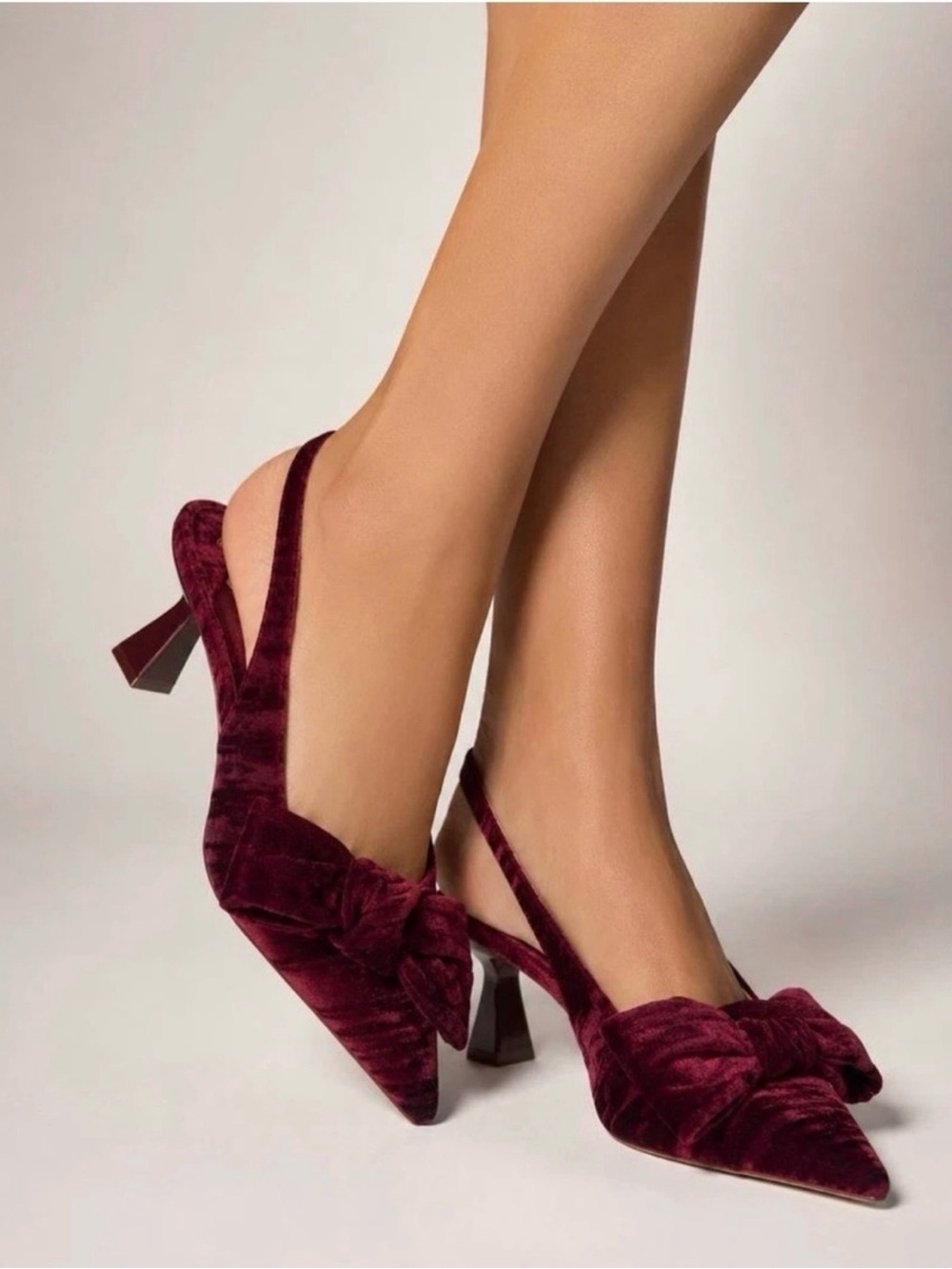 Lenore Velvet Bow Slingback Heels - Picture 2 of 6